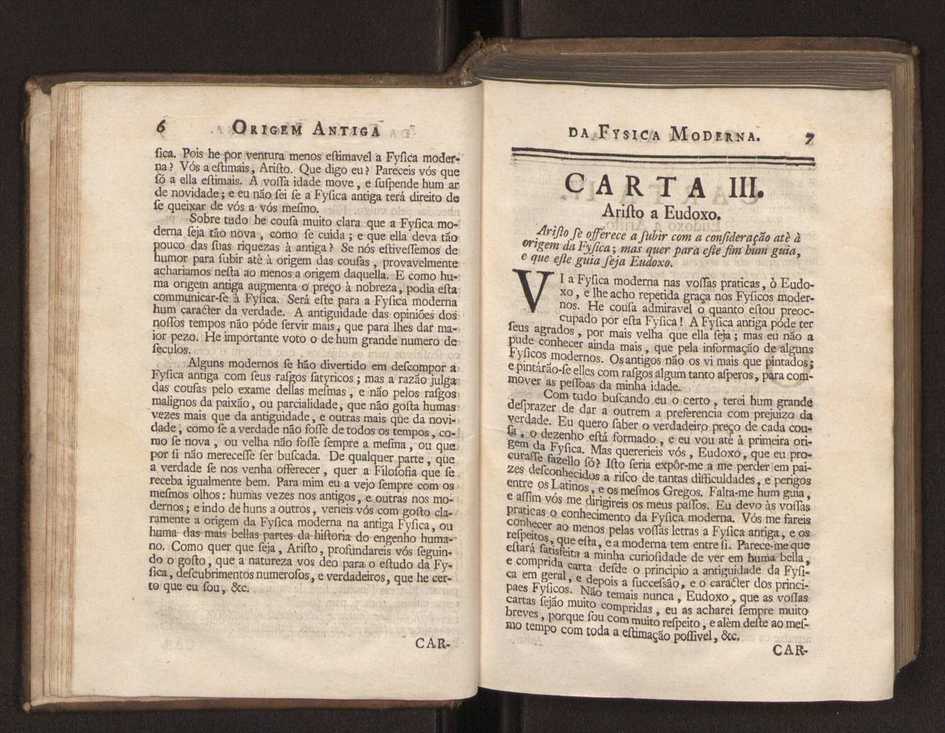 Origem antiga da fysica moderna : em que se v pelos discursos de diversas cartas o que a Fysica moderna tem de comum com a antiga ; o grau de perfeio da Fysica moderna sobre a antiga e os meios que tem levado a Fysica a este gro de perfeio. Vol. 1 22