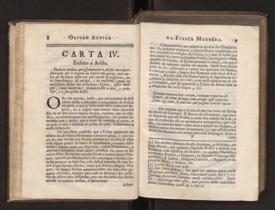 Origem antiga da fysica moderna : em que se v pelos discursos de diversas cartas o que a Fysica moderna tem de comum com a antiga ; o grau de perfeio da Fysica moderna sobre a antiga e os meios que tem levado a Fysica a este gro de perfeio. Vol. 1 23