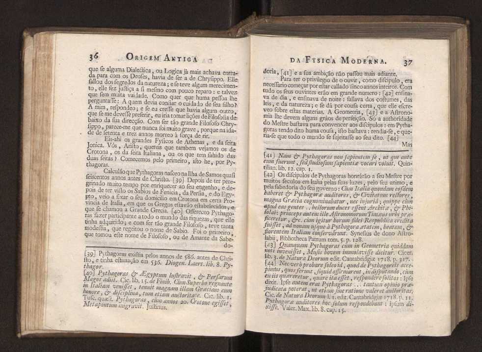 Origem antiga da fysica moderna : em que se v pelos discursos de diversas cartas o que a Fysica moderna tem de comum com a antiga ; o grau de perfeio da Fysica moderna sobre a antiga e os meios que tem levado a Fysica a este gro de perfeio. Vol. 1 37