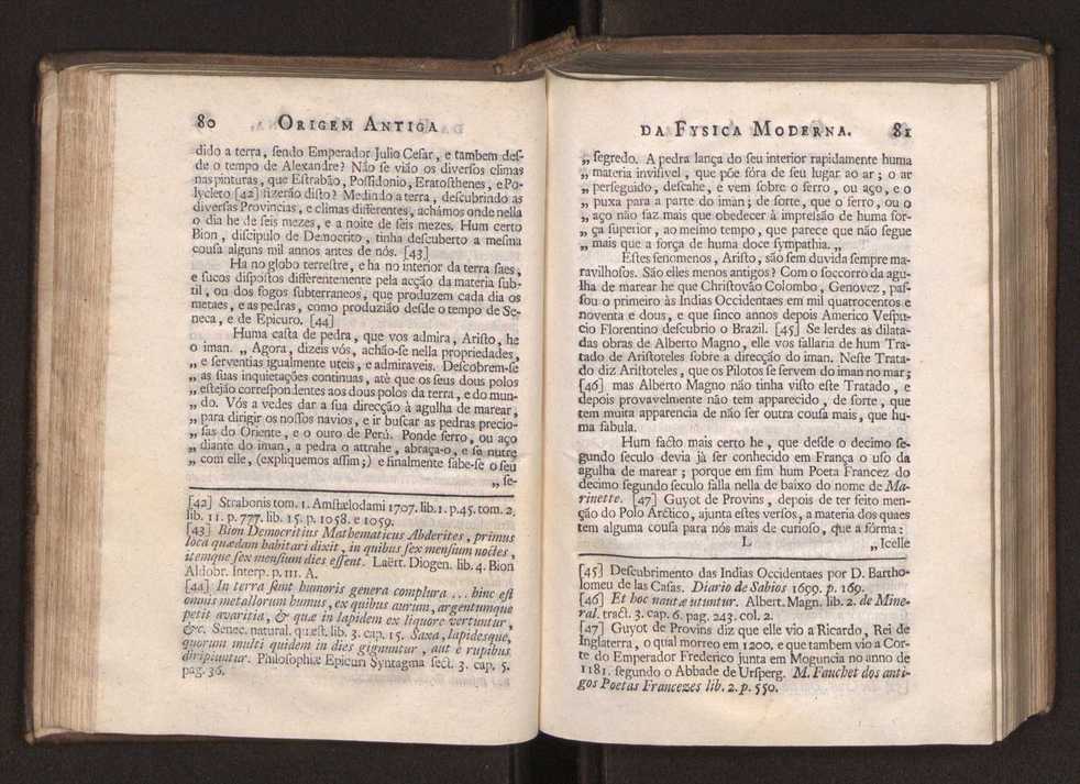 Origem antiga da fysica moderna : em que se v pelos discursos de diversas cartas o que a Fysica moderna tem de comum com a antiga ; o grau de perfeio da Fysica moderna sobre a antiga e os meios que tem levado a Fysica a este gro de perfeio. Vol. 1 59