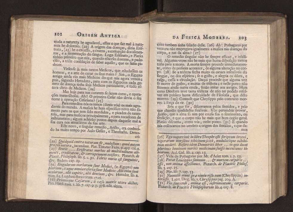 Origem antiga da fysica moderna : em que se v pelos discursos de diversas cartas o que a Fysica moderna tem de comum com a antiga ; o grau de perfeio da Fysica moderna sobre a antiga e os meios que tem levado a Fysica a este gro de perfeio. Vol. 1 70