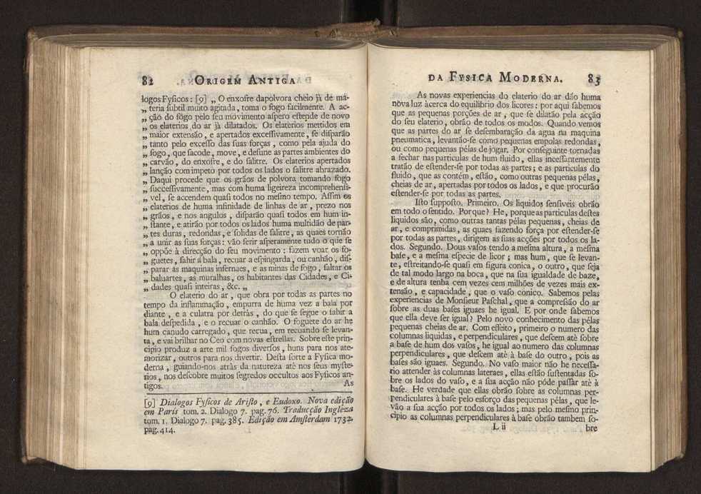 Origem antiga da fysica moderna : em que se v pelos discursos de diversas cartas o que a Fysica moderna tem de comum com a antiga ; o grau de perfeio da Fysica moderna sobre a antiga e os meios que tem levado a Fysica a este gro de perfeio. Vol. 2 44