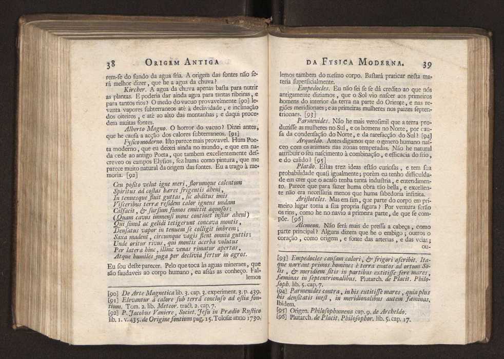 Origem antiga da fysica moderna : em que se v pelos discursos de diversas cartas o que a Fysica moderna tem de comum com a antiga ; o grau de perfeio da Fysica moderna sobre a antiga e os meios que tem levado a Fysica a este gro de perfeio. Vol. 3 24