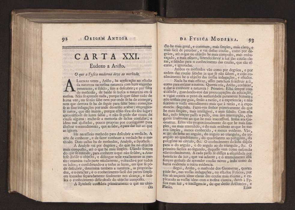 Origem antiga da fysica moderna : em que se v pelos discursos de diversas cartas o que a Fysica moderna tem de comum com a antiga ; o grau de perfeio da Fysica moderna sobre a antiga e os meios que tem levado a Fysica a este gro de perfeio. Vol. 3 51