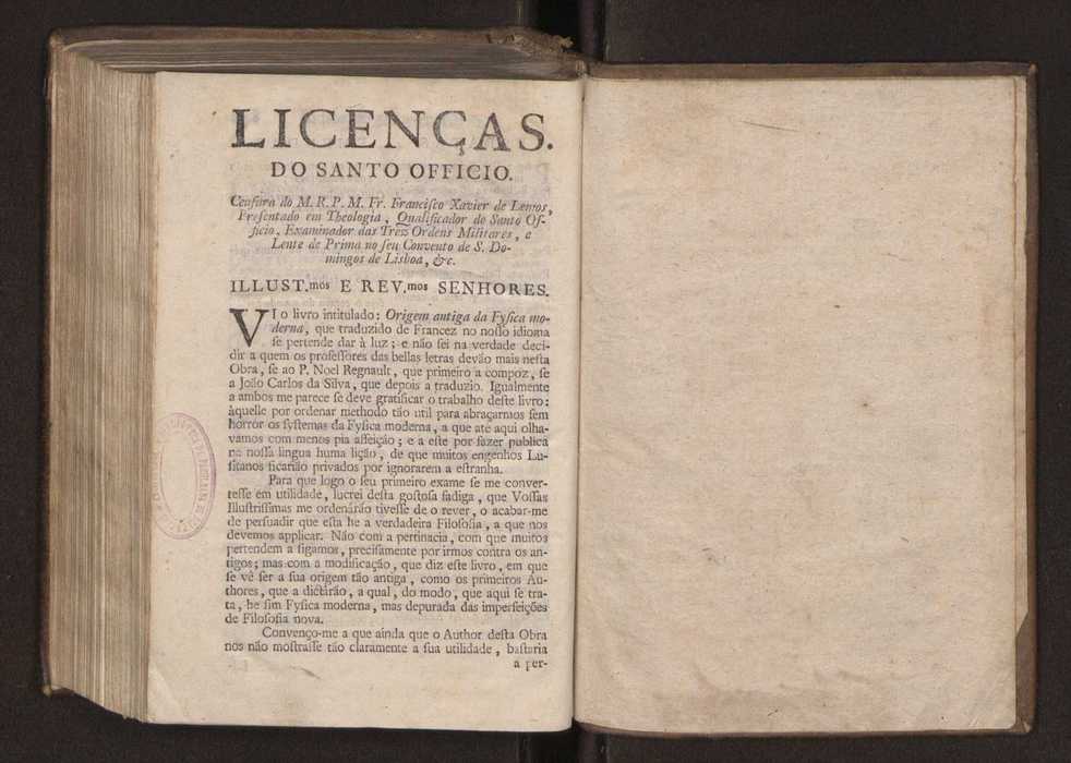 Origem antiga da fysica moderna : em que se v pelos discursos de diversas cartas o que a Fysica moderna tem de comum com a antiga ; o grau de perfeio da Fysica moderna sobre a antiga e os meios que tem levado a Fysica a este gro de perfeio. Vol. 3 85