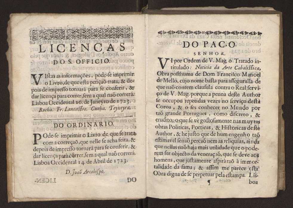 Tratado da sciencia cabala, ou noticia da arte cabalistica. Composto por Dom Francisco Manoel de Mello. Obra posthuma. dedicado ao illustrissimo senhor D. Fran.co Caetano Mascarenhas, prior mr de Aviz, do Conselho de S. Magestade, &c. por Mathias Pereyra da Silva 7