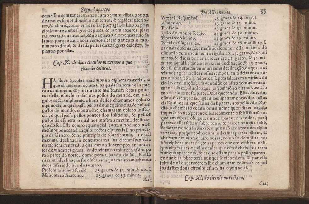 Chronographia reportorio dos tempos, no qual se contem VI. partes, s. dos tempos, esphera, cosmographia, & arte da navegao, astrologia rustica, & dos tempos, & pronosticao dos eclipses, cometas, & samenteiras. O calendario romano, c os eclypses ate 630. E no fim o uso, & fabrica da balhestilha, & quadrante gyometrico, com hum tratado dos relogios 82