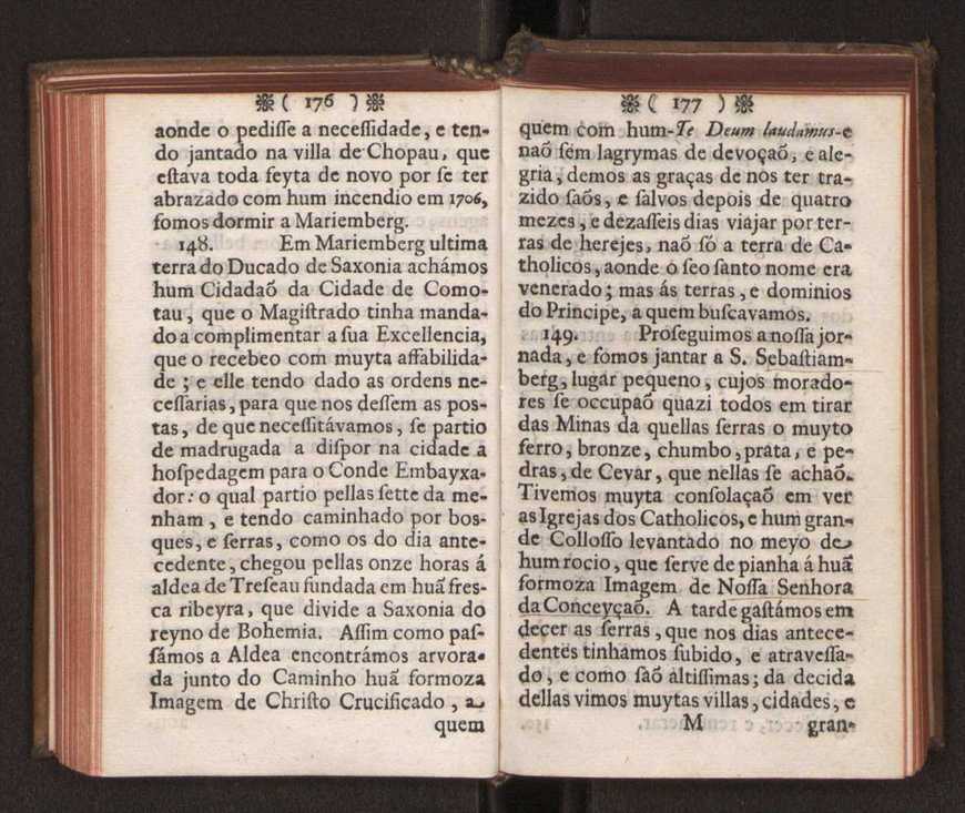 Embayxada do Conde de Villarmayor Fernando Telles da Sylva de Lisboa  corte de Vienna, e viagem da Rainha Nossa Senhora D. Maria Anna de Austria, de Vienna  Corte de Lisboa, com hu sumaria noticia das provincias, e cidades por onde se fez a jornada 99