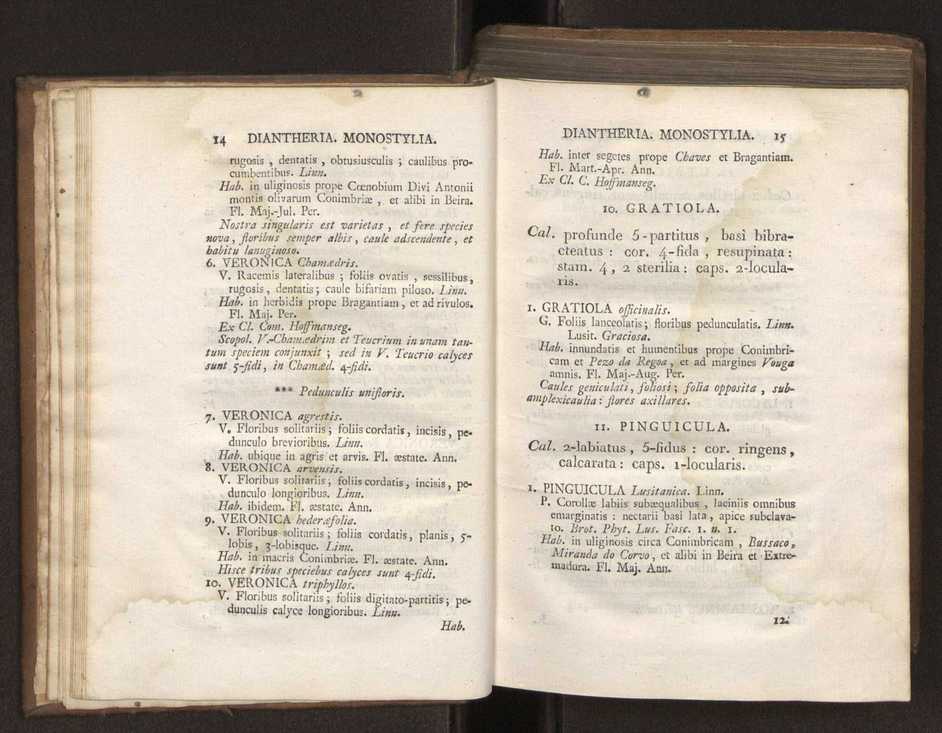 Felicis Avellar Broteri ... Flora Lusitanica, seu plantarum, quae in Lusitania vel sponte crescunt, vel frequentius colunter, ex florum praesertim sexubus systematice distributarum, synopsis. Vol. 1 18