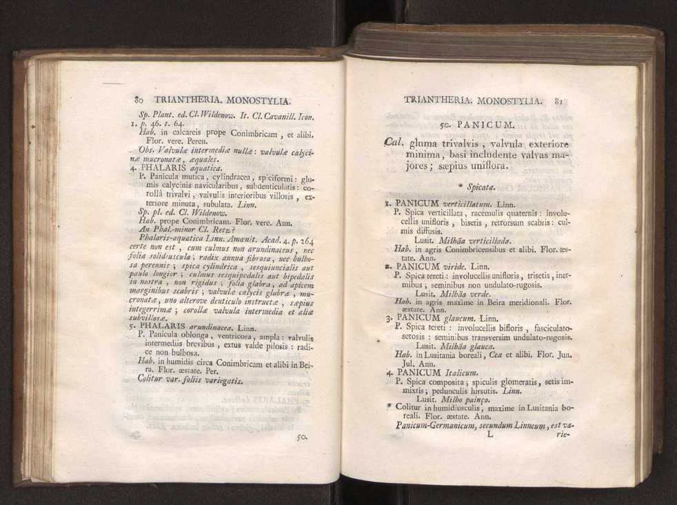Felicis Avellar Broteri ... Flora Lusitanica, seu plantarum, quae in Lusitania vel sponte crescunt, vel frequentius colunter, ex florum praesertim sexubus systematice distributarum, synopsis. Vol. 1 51