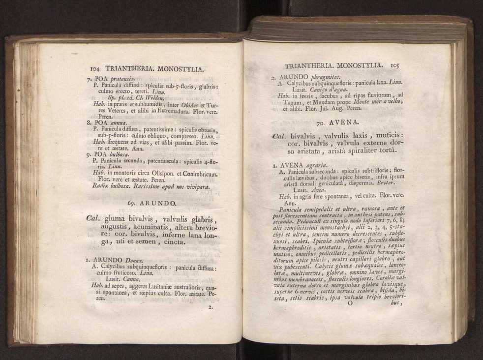 Felicis Avellar Broteri ... Flora Lusitanica, seu plantarum, quae in Lusitania vel sponte crescunt, vel frequentius colunter, ex florum praesertim sexubus systematice distributarum, synopsis. Vol. 1 63