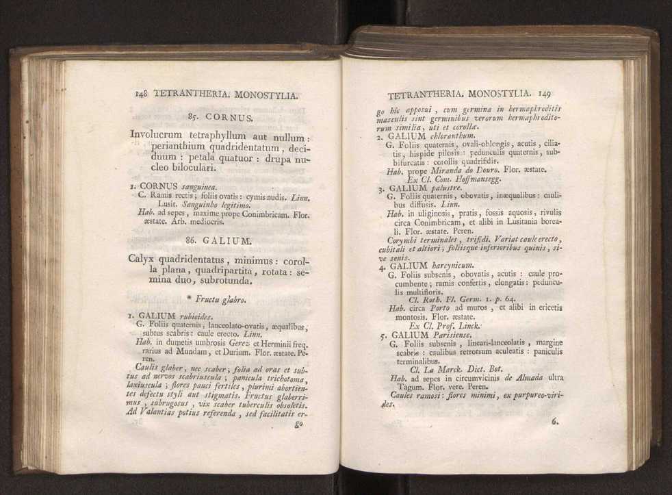 Felicis Avellar Broteri ... Flora Lusitanica, seu plantarum, quae in Lusitania vel sponte crescunt, vel frequentius colunter, ex florum praesertim sexubus systematice distributarum, synopsis. Vol. 1 85
