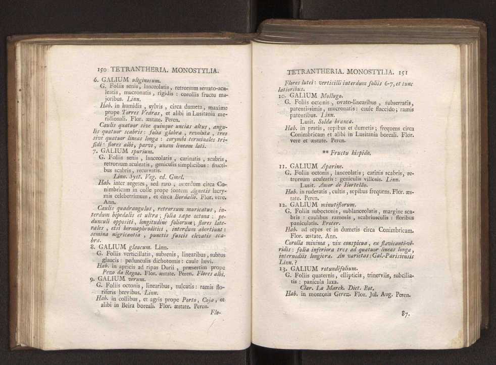 Felicis Avellar Broteri ... Flora Lusitanica, seu plantarum, quae in Lusitania vel sponte crescunt, vel frequentius colunter, ex florum praesertim sexubus systematice distributarum, synopsis. Vol. 1 86
