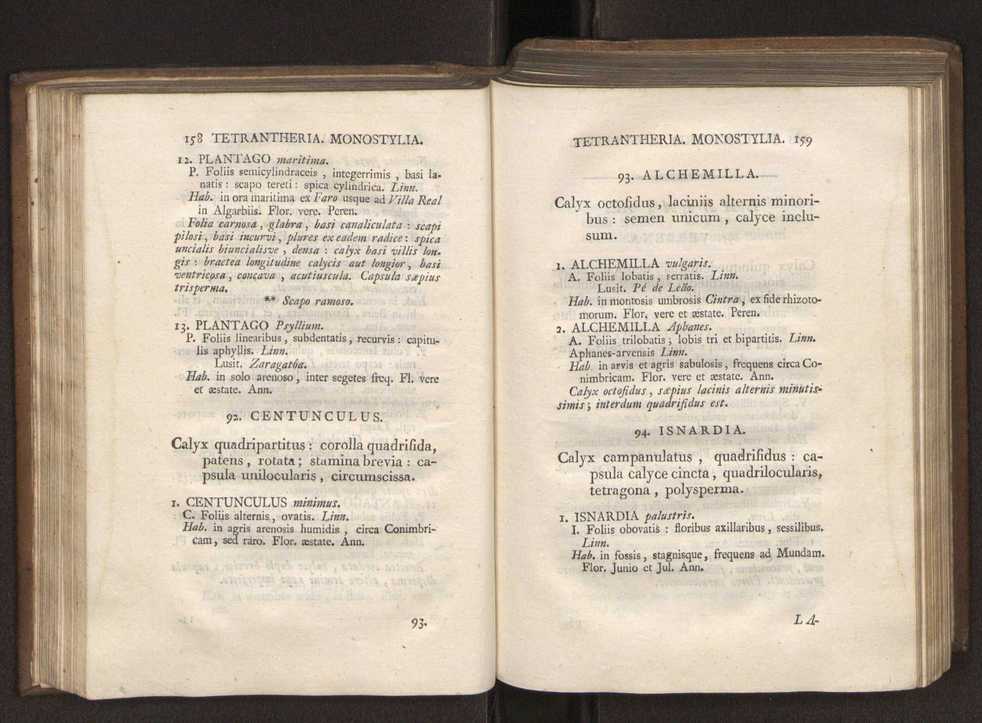 Felicis Avellar Broteri ... Flora Lusitanica, seu plantarum, quae in Lusitania vel sponte crescunt, vel frequentius colunter, ex florum praesertim sexubus systematice distributarum, synopsis. Vol. 1 90