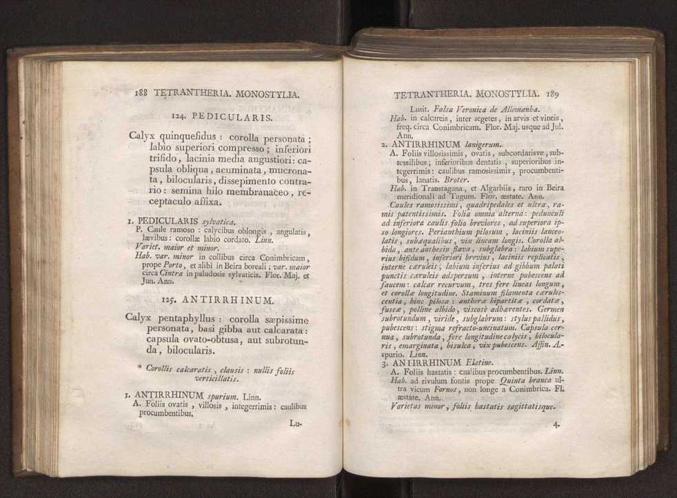 Felicis Avellar Broteri ... Flora Lusitanica, seu plantarum, quae in Lusitania vel sponte crescunt, vel frequentius colunter, ex florum praesertim sexubus systematice distributarum, synopsis. Vol. 1 105