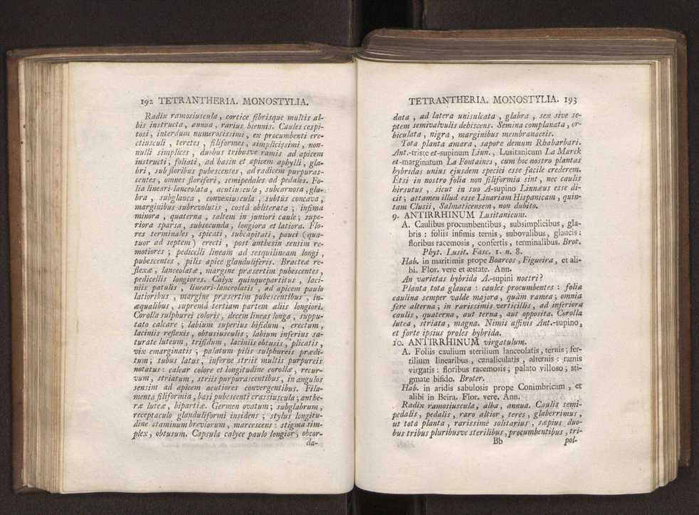 Felicis Avellar Broteri ... Flora Lusitanica, seu plantarum, quae in Lusitania vel sponte crescunt, vel frequentius colunter, ex florum praesertim sexubus systematice distributarum, synopsis. Vol. 1 107
