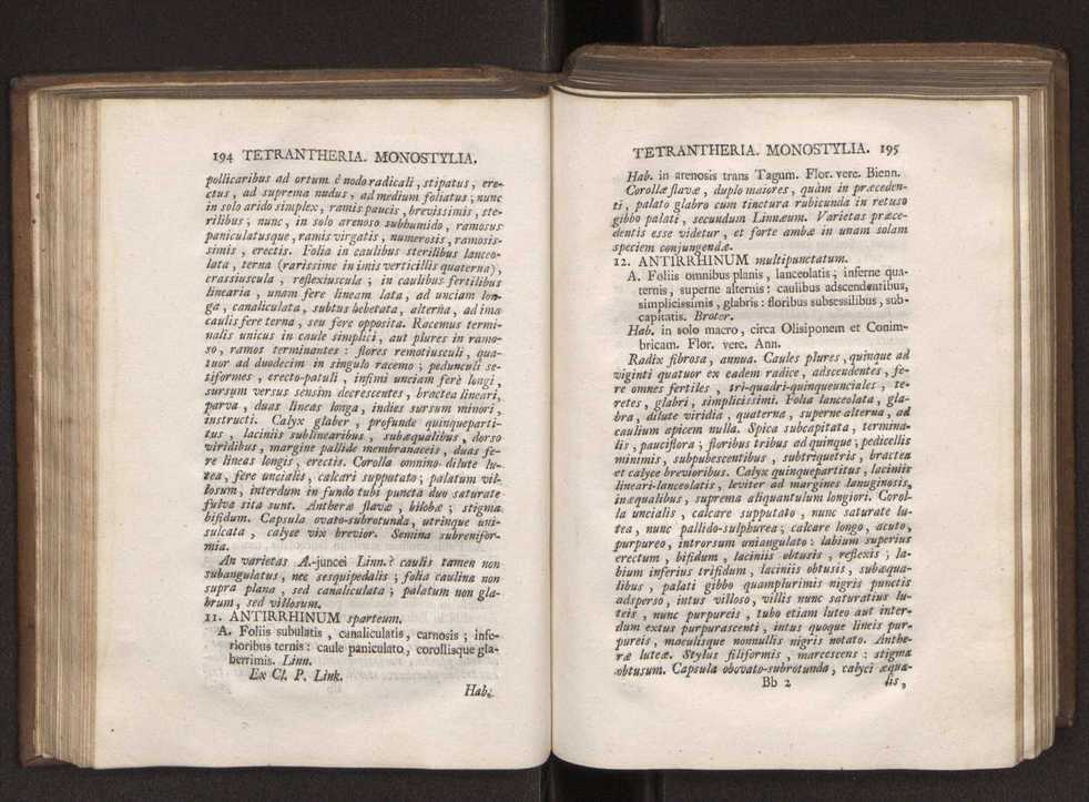 Felicis Avellar Broteri ... Flora Lusitanica, seu plantarum, quae in Lusitania vel sponte crescunt, vel frequentius colunter, ex florum praesertim sexubus systematice distributarum, synopsis. Vol. 1 108