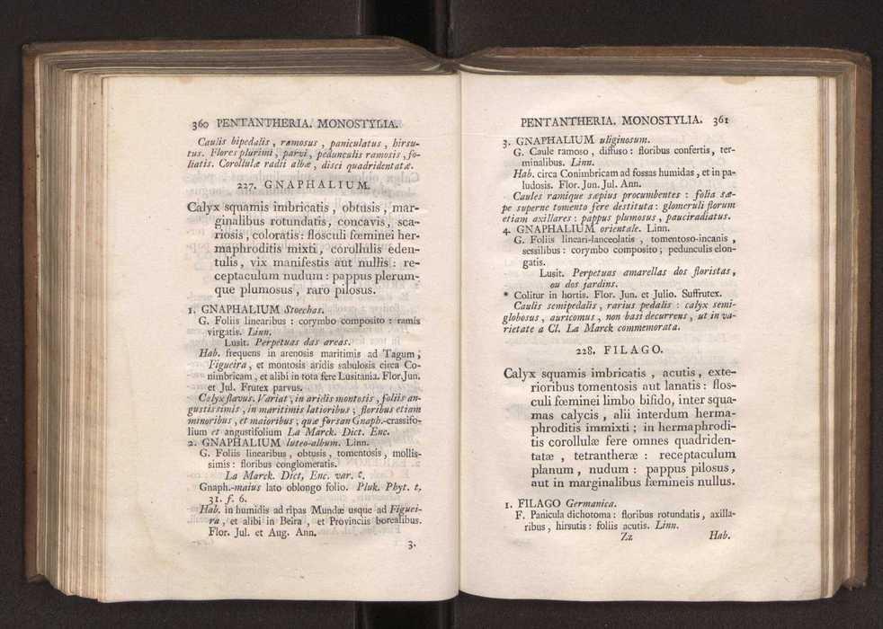 Felicis Avellar Broteri ... Flora Lusitanica, seu plantarum, quae in Lusitania vel sponte crescunt, vel frequentius colunter, ex florum praesertim sexubus systematice distributarum, synopsis. Vol. 1 191