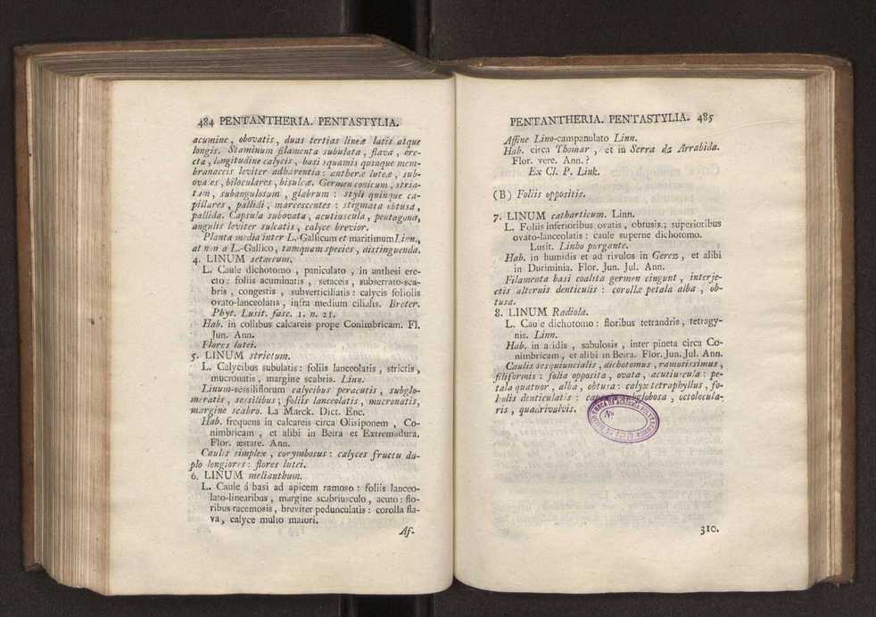 Felicis Avellar Broteri ... Flora Lusitanica, seu plantarum, quae in Lusitania vel sponte crescunt, vel frequentius colunter, ex florum praesertim sexubus systematice distributarum, synopsis. Vol. 1 253