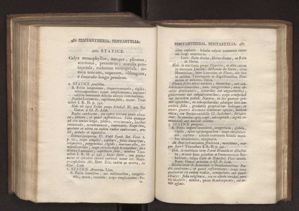 Felicis Avellar Broteri ... Flora Lusitanica, seu plantarum, quae in Lusitania vel sponte crescunt, vel frequentius colunter, ex florum praesertim sexubus systematice distributarum, synopsis. Vol. 1 254
