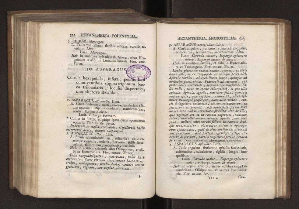 Felicis Avellar Broteri ... Flora Lusitanica, seu plantarum, quae in Lusitania vel sponte crescunt, vel frequentius colunter, ex florum praesertim sexubus systematice distributarum, synopsis. Vol. 1 272