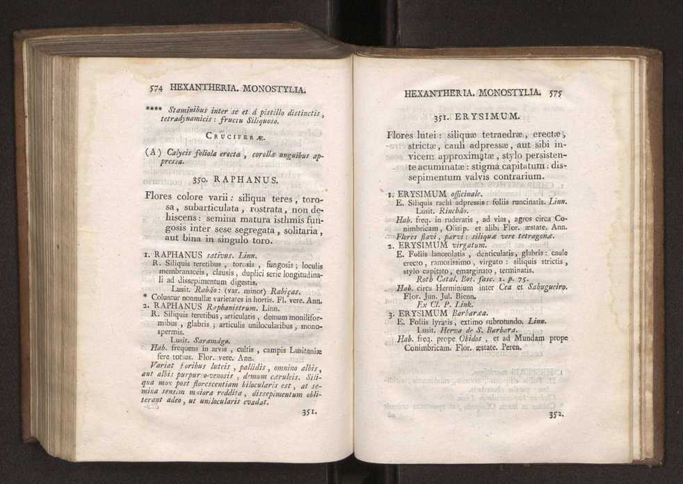 Felicis Avellar Broteri ... Flora Lusitanica, seu plantarum, quae in Lusitania vel sponte crescunt, vel frequentius colunter, ex florum praesertim sexubus systematice distributarum, synopsis. Vol. 1 298