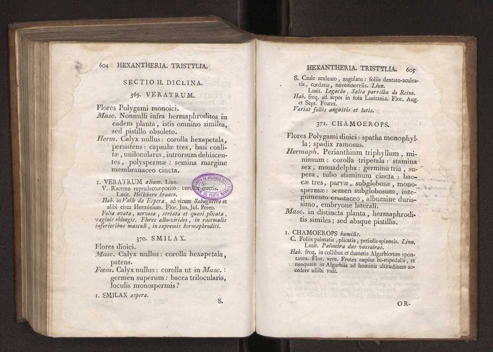 Felicis Avellar Broteri ... Flora Lusitanica, seu plantarum, quae in Lusitania vel sponte crescunt, vel frequentius colunter, ex florum praesertim sexubus systematice distributarum, synopsis. Vol. 1 313