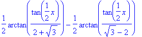 1/2*arctan(tan(1/2*x)/(2+sqrt(3)))-1/2*arctan(tan(1...