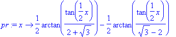 pr := proc (x) options operator, arrow; 1/2*arctan(...