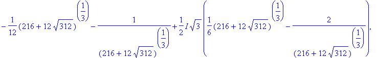 1/6*(216+12*sqrt(312))^(1/3)+2/((216+12*sqrt(312))^...