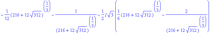 1/6*(216+12*sqrt(312))^(1/3)+2/((216+12*sqrt(312))^...